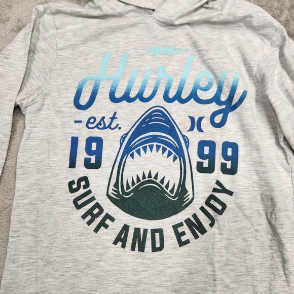 Hurley Long Sleeve Hooded Tee - Shark Surf Graphic, Size Medium, Great Condition - Picture 3 of 7